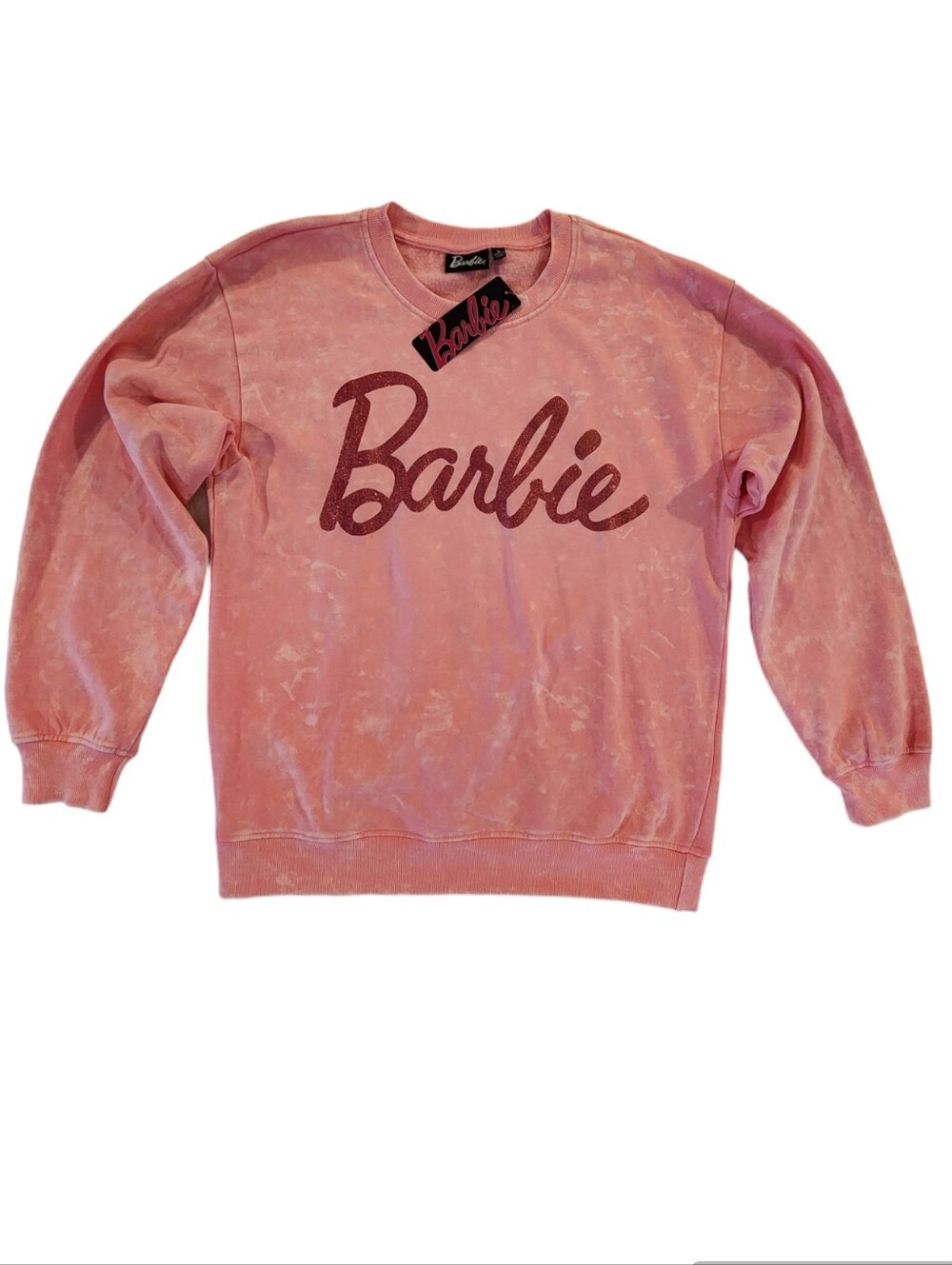 Barbie Pink Mineral Washed | Graphic Crewneck Sweatshirt - Women's Size Medium